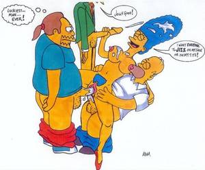 hardcore cartoon sex simpsons - Brunette in fishnets gives a tugjob