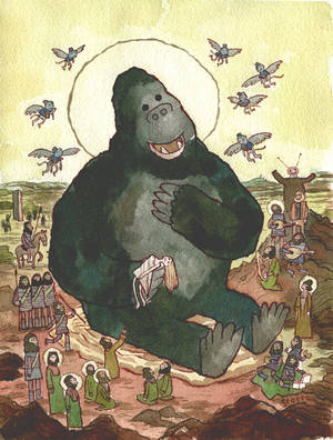 King Kong And Godzilla Porn - Finally the King felt like a king. Poor beast was just lonely. And the  flying monkeys look pretty happy too. (Ape Amongst Apes via Scott Campbell,  ...
