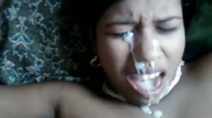 indian gf cum shot - Slutty Indian girl gets massive facial cumshot in amateur clip