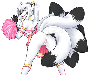 Furry Cheerleader Porn - Rule 34 - annoying watermark anthro anus ass black nose blush breasts  canine cheerleader clothed clothing female fox fur furry furry only hair  legwear long hair looking at viewer looking back mammal