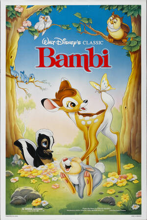 Bambi Mother Porn - Original Bambi (1942) movie poster in NM condition for $85.00