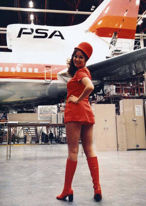 Flight Attendant Porn 80s - A Pacific Southwest Airlines stewardess in go-go boots, 1970â€²s. :  r/TheWayWeWere