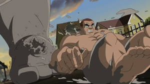 Juggernaut X Men Porn - ... out by Spider-Man with a mighty blow. :D And later on he is lead away  in cuffs. Apparently the police had some shorts on hand for him to borrow .