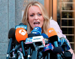 Girl Rams Track Team Porn - In this April 16, 2018 photo, adult film actress Stormy Daniels outside  federal court