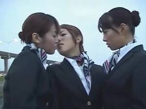 asian lesbian threesome stewardess - 3 Japanese Lesbian Airline Stewardess Girls Kissing! : XXXBunker.com Porn  Tube