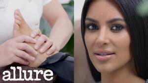 Kim Kardashian Foot Fetish Porn - Kim Kardashian Gets a Foot Massage While Answering Questions | Allure -  YouTube