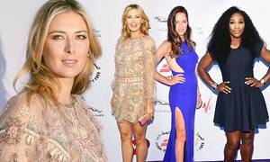 lucy liu upskirt maria sharapova - Leggy Maria Sharapova leads the glamour in a stunning nude mini dress as  she joins fellow tennis stars Ana Ivanovic and Serena Williams at  pre-Wimbledon party | Daily Mail Online