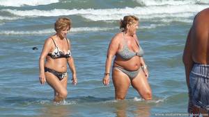 fat bikini granny - beach grannies
