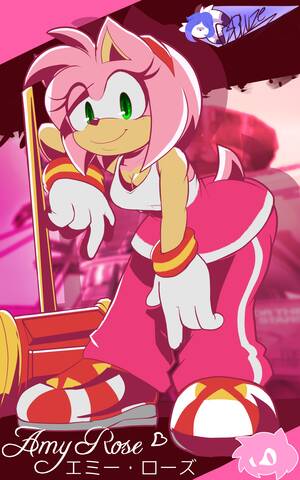 Amy Riding Sonic Porn - 218644 - safe, artist:creamsodabluze, amy rose (sonic), hedgehog, mammal,  anthro, sega, sonic riders, sonic the hedgehog (series), 2023, 4 fingers,  bent over, bottomwear, breasts, cleavage, clothes, english text, eyelashes,  female, green eyes,