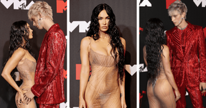 Megan Fox Ass Porn - Megan Fox flaunts butt in sheer dress paired with sparkly thong at VMAs -  MEAWW