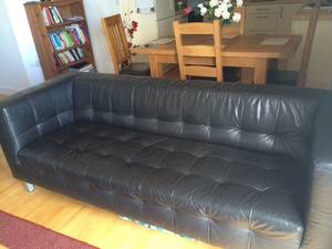 Couch Black Porn - Black real leather 'porn star' 3 seater sofa.
