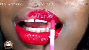 ebony girl lipstick - Free FULL BLACK LIPS RED LIPSTICK GIVING A KISS THROAT FETISH WORSHIP Porn  Video - Ebony 8
