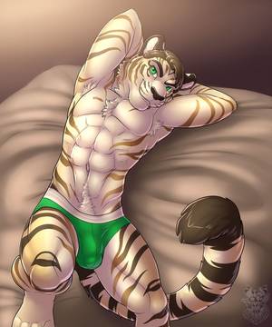 Anthro Male Solo Porn - e621 abs anthro armpit_hair armpits bed biceps chest_tuft clothed clothing  digital_media_(artwork) feline fur