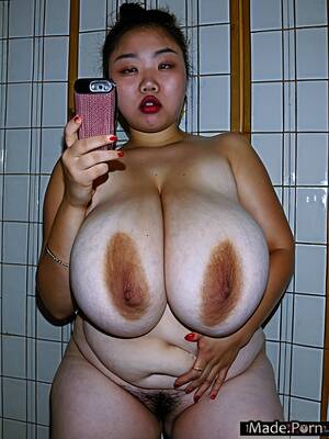 fat nudes selfies - Porn image of bbw nude saggy tits muscular fat mirror selfie short created  by AI