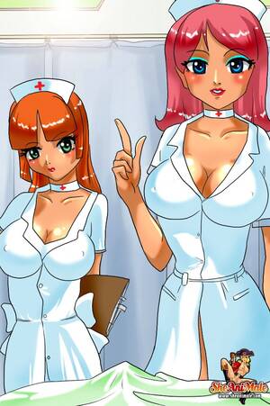 anime shemale nurse - Horny shemale nurses blow and fuck their patient in a hot cartoon threesome  - HD Porn Pictures