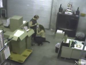 blowjob for camera - Blowjob in the warehouse caught on security camera