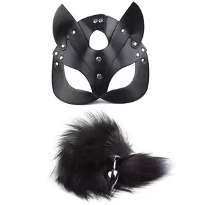 fetish bondage anal - 40CM Fox Tail Anal Plug With Leather Cat Mask Porn Fetish BDSM Bondage PU  Leather Roleplay Sex Toy For Men Women Cosplay Games - AliExpress