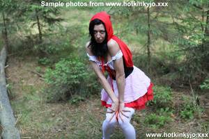 czech public anal - Anal sex hungry babe in Little Red Riding Hood costume gets her ass fisted  by masked guy in the woods.