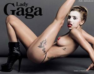 lady gaga mega boobs - Lady Gaga Nude With Nipples Painted Red In Gq Italy 3