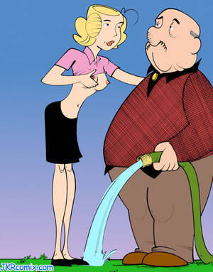 Grandpa Toon Porn - Dennis the Menace grandpa have wild cartoon sex after watering the lawn