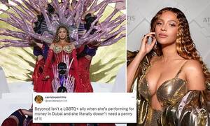 Beyonce Lesbian Porn - Beyonce faces criticism for $24M private performance in Dubai amid  anti-LGBTQ policies of UAE | Daily Mail Online