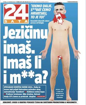 croatian nudist - Front page of a Croatian newspaper shows naked Canada's coach with the  title \