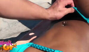 black beach fingering - Horny black teen gets fingered and fucked at the beach