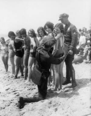 hot naked beach boners - 1929: Bathing suit police/beach censors enforcing modesty at Venice Beach,  Cal . : r/Damnthatsinteresting
