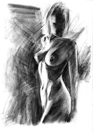 black nude sketches - Nude Pencil Drawing Female Figure