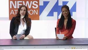 Lesbian Newscasters - Lesbian news reporters Chanel Preston and Kira Noir lick ... | Any Porn
