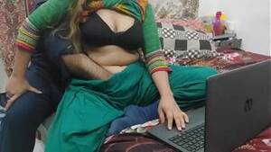 Indian Bhabi - indian bhabhi caught watching porn on laptop by her lover then fucked in  all holes with clear hindi voice full dirty talking
