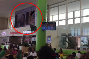 Hardcore Porn Food - Porn plays on big screen at packed shopping centre food court
