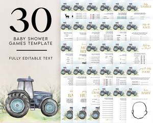 Diaper Kim Possible Porn - Tractor 30 Baby Shower Games EDITABLE Rustic Blue Farm Truck - Etsy
