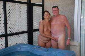 couple home nude - nudistlifestyle: Nudist couple at home pose for a pic. Well she had to hold  on to something, she might fall over. yes hold on tight Tumblr Porn