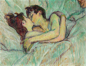 Gay Porn Art Drawings - Au lit, Le baiser Art Print by Henri de Toulouse-Lautrec - Fine Art America