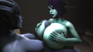 Asari Animated Porn - This futa asari loves it when her cock is between two really huge tits! â€“  Mass Effect Porn