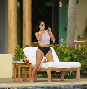 Kim Kardashian Honeymoon Porn - Bathing beauty Kim Kardashian cools off in daring see-through bathing suit  as more photos emerge from second honeymoon at luxurious Mexico villa