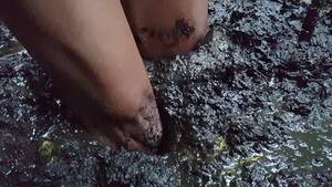 black mud porn - Barefoot deep mud walk - ThisVid.com