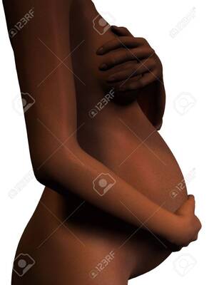 african american pregnant nude - A Naked African American Pregnant Woman Holding One Hand Over Her Stomach  And The Other Over Her Breast. Stock Photo, Picture and Royalty Free Image.  Image 2673173.