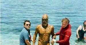 beach nudity erection - One of the two Riace Bronzes discovered by an amateur scuba diver is  brought out of the Ionian sea. Calabria, Italy. August 1972. [300 x300] :  r/HistoryPorn
