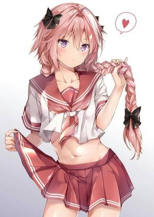 Anime Traps Skirt Porn - crossdress rider_of_black_(fate/apocrypha) seifuku skirt_lift yoshida_iyo