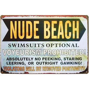 american nude beach voyeur - Amazon.com: Nude Beach Swimsuits Optional Voyeurism Prohibited Metal Tin  Sign Vintage Plaque Home Wall Decor, 8x12 Inches : Home & Kitchen