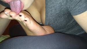 licking her own feet - Wonderful teen with hot boobs licking her own sexy toes and feet - Feet9