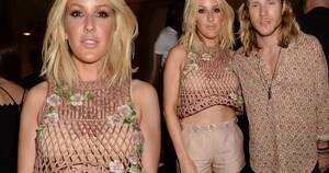 Ellie Goulding Porn Captions - Ellie Goulding and Dougie Poynter match up again as star flashes her bra in  nude outfit - Mirror Online
