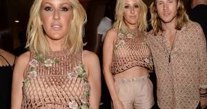 Ellie Goulding Porn Captions - Ellie Goulding and Dougie Poynter match up again as star flashes her bra in  nude outfit - Mirror Online