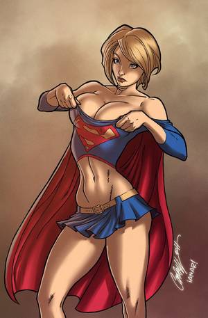 beautiful wild sexy cartoon art - powergirl wears supergirl s uniform_by_ianar-d7s0gqp