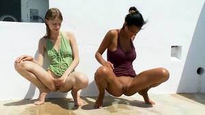 lesbian masturbate together - Two Attractive Lesbian Friends Masturbate Together Outside Video at Porn Lib