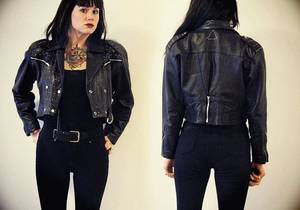 Leather Vest Porn - The Fonz: Vintage Studded Cropped Leather Motorcycle Jacket