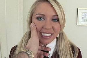 Blonde Uniform Porn - Blonde, grey eyed schoolgirl fucking in her uniform