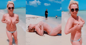 mexican beach topless - Baby Did a Bad Thing': Britney Spears rolls around TOPLESS on the beach  while on vacation - MEAWW